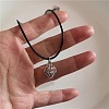Alloy Pendant Waxed Cord Adjustable Tie Choker Necklaces for Women FS-WGE1A46-03-1