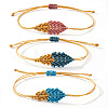 3Pcs Adjustable Handmade Waxed Cord Braided Bracelet Set for Women YD0127-1-1