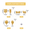 48Pcs 6 Style Half Round & Bowknot & Rectangle Alloy Stud Earring Findings FIND-DC0003-22-2