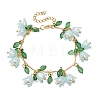 Flower Leaf Shell Pearl & Acrylic Charm Bracelets BJEW-TA00535-02-1