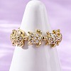 Brass Micro Pave Clear Cubic Zirconia Cuff Rings for Women RJEW-G345-01G-2