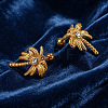304 Stainless Steel Rhinestone Stud Earrings WGEEE18-01-1