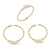 Twisted Wire Wrapped Natural Baroque Keshi Pearl Cuff Bangles for Women BJEW-JB13961-3