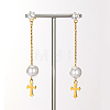 Golden 304 Stainless Steel Dangle Stud Earrings CL0746-1-2