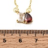 Brass Pave Cubic Zirconia Rectangle & Teardrop Pendant Cable Chain Necklaces KK-CBAB173-05G-11-5