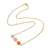 Round Cherry Quartz Glass & Natural Carnelian & Chip Natural Green Aventurine Beaded Pendant 304 Stainless Steel Satellite Chain Necklaces for Women NJEW-JN06158-03-2