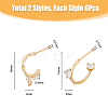 12Pcs 2 Style Brass with Clear Cubic Zirconia Stud Earrings Findings KK-DC0002-88-2