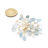 Natural Aquamarine Chips & Pearl Beaded Flower Brooch Pin JEWB-BR00098-04-3