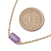 Natural Amethyst/Rose Quartz/Tiger Eye/Amazonite/Sodalite Faceted Column Pendant Necklaces NJEW-JN05133-02-3