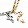 New stainless steel gold square bead chain cross double-layer chain bracelet for men and women's bracelets GK1809-3-3