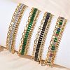 304 Stainless Steel & Glass Double Layers Chain Bracelets for Women BJEW-F540-10G-1