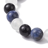 Natural Sodalite & Selenite & Eyeless Obsidian Round Beaded Stretch Bracelets BJEW-JB10114-02-3