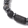 2Pcs Natural Lava Rock & Larvikite & Howlite Beads Stretch Bracelets for Couple BJEW-JB13196-5