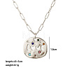 Mother's Day 304 Stainless Steel Pave Cubic Zirconia Irregular Disc with Hollow Word LOVE Pendant Necklaces for Women WGBC73E-04-1