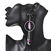 2 Pairs Moon with Star Natural Quartz Crystal Dangle Earrings EJEW-JE06763-3