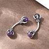 316 Stainless Steel Dragon Claw with Natural Stone Ball Curved Barbell Belly Rings AJEW-C044-06AS-02-3