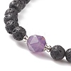 Natural Gemstone & Lava Rock Beaded Stretch Bracelet for Women BJEW-JB08462-5