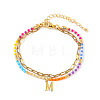 304 Stainless Steel Letter Charm Double-layered Bracelets VG5038-13-1