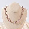 304 Stainless Steel & Rondelle Natural Amethyst Beaded Necklaces for Women NJEW-C119-03B-3