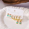 3 Pairs 304 Stainless Steel Enamel Hoop & Stud Earring Sets EJEW-Z166-01G-01-2
