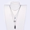 Bullet Synthetic Black Stone Pendant Tiered Necklaces NJEW-JN02457-04-6