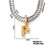 Golden Tone Brass Pave Clear Cubic Zirconia Letter Pendant Necklaces for Women YX4437-16-1
