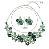 Flower Alloy Glass Pendant Necklaces & Stud Dangle Earrings Sets WGA2AF6-01-2