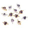 12Pcs 2 Colors Brass Pave Cubic Zirconia Heart Links Connector Charms KK-TA0003-48E-3