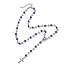 Handmade Blue and White Porcelain and Dyed Natural Lapis Lazuli Round Rosary Bead Necklaces NJEW-JN05750-4