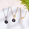 Flat Round with Letter Alloy Enamel Wine Glass Charms AJEW-AB00184-16-4