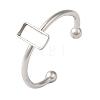 304 Stainless Steel Open Cuff Ring Components STAS-I306-02P-1