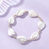 Baroque Natural Keshi Pearl Teadrop Beaded Stretch Bracelets for Women BJEW-JB13561-1