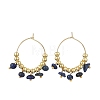 Natural Lapis Lazuli & Natural Amethyst & Natural South Red Agate & Natural White Moonstone & Natural Madagascar Rose Quartz & Natural Amazonite Chip & Brass Bead Hoop Earrings EJEW-JE07441-3