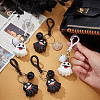 12Pcs 2 Colors Halloween Theme Cute Cartoon PVC Ghost Pendant Keychain with Bell Charm KEYC-CP0001-15-3