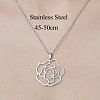 201 Stainless Steel Hollow Flower Pendant Necklace NJEW-OY002-20-3