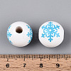 Christmas Spray Painted Schima Wood Beads WOOD-T032-35G-4