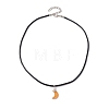 Glass Crescent Moon Pendant Necklaces NJEW-JN04579-02-4