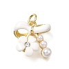 Brass with White Enamel Pendants KK-CBAA632-04G-1