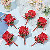 8Pcs Cloth Rose Flower Boutonniere Brooch with Rhinestone AJEW-CP0001-79B-7