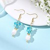 Natural Agate Cultured Freshwater Pearl Beads Dangle Earrings EJEW-JE07201-1