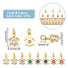 16Pcs 8 Colors Brass Micro Pave Cubic Zirconia Pendants FIND-AR0002-54-2