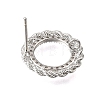 Brass Micro Pave Cubic Zirconia Stud Earring Findings with Loops CU-CBA1682-04P-2