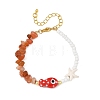 Summer Beach Handmade Porcelain Fish & Gemstone Chip Seed Beads Beaded Bracelets for Women BJEW-JB14440-4