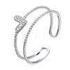 304 Stainless Steel Heart Wrap Open Cuff Ring RJEW-T023-73P-3
