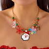 Alloy Rhinestone with Enamel & Plastic Christmas Pendant Bib Necklaces FS-WG99102-09-1