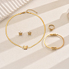 Stainless Steel Butterfly Bangle & Earrings & Necklaces & Rings Sets for Women RG3156-5