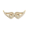 Brass Micro Pave Clear Cubic Zirconia Hollow Wings with Heart Connector Charms KK-L229-062G-1