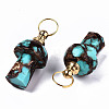 Assembled Natural Bronzite and Synthetic Turquoise Openable Perfume Bottle Pendants G-S366-057A-3