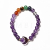 Moon and Star Natural & Synthetic Mixed Gemstone Beaded Stretch Bracelet for Women G-G997-B-3