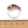 Copper Wire Wrapped Dyed & Heated Natural Agate Round Bead Finger Rings RJEW-JR01035-5